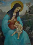 Luigi Arcangeli, Madonna with Child, Signature lower right. On the reverse: Declaration of authenticity by Anna Sanilardi Arcangeli.