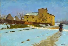 Snowfall by Carlo Passigli, Signature lower right. On the reverse: title, offered Jul 2022