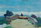 Shepherdess with flock by Renato Natali, Sign at the bottom to the left., offered Jul 2022