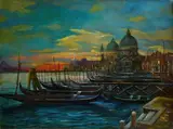 Venice by Renato Natali, Signature lower right. On the reverse: signature; Romani Collection stamp with details of the work; label "from, offered Jul 2022