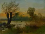 Henry Marko', Lake landscape, Signature lower right.
