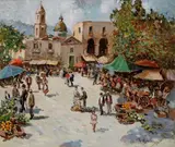 Gustavo Pisani, Market Square, Signature lower right.