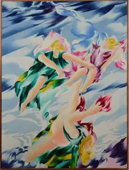 Umberto Buscioni, Fall of the rebel angels, 1988, On the reverse: signature