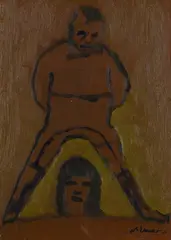 The tamer by Mino Maccari, Signature lower right; on the reverse: label and stamp Galleria Contemporarte, offered Jun 2022
