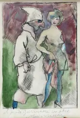 Figures by Mino Maccari, Signature bottom center; dedicates bottom center., offered Jun 2022