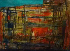 Mario Nuti, "The City" Series, 1968, Sign at the bottom to the left. On the reverse: signature