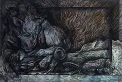 Floriano Bodini, Zodiac signs, Leo., 1988, Signature and date lower right. Authentication by Paola and Sara Bodini on photo (with wrong date).