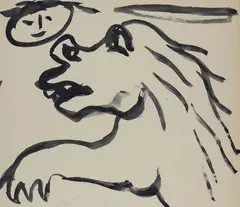 Enrico Baj, Untitled (front); Face (back), Sign at the bottom to the left.