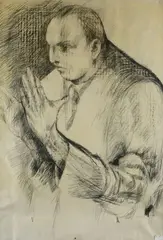 Giuliano Vangi, Man praying, 1973, Signature and date lower right.