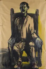 Giuliano Vangi, Seated man, Signature lower right.