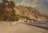 Annunzio Barchi, Road on the seafront, Signature lower right.