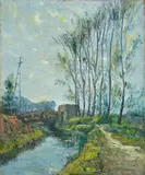 Alberto Chiancone, River landscape, 1946, Signature and date lower right. & Nbsp;