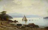 Hermann David Salomon Corrodi, Glimpse of the coast with fishing boats