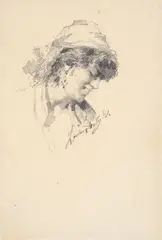 Egisto Lancerotto, Woman profile, Signature lower right.
