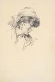 Egisto Lancerotto, Woman profile, Signature lower right.