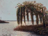 Lake landscape by Gino Romiti, Signature lower right., offered Jun 2022