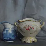 Emanuele Costa, Still life with vases, Signature top right.