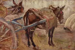 Mules by Cesare Ciani, Signature lower right., offered Jun 2022