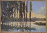 Angelo Mucci, Lake landscape, Sign at the bottom to the left.