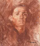 Plinio Nomellini, Male portrait, Signature lower right.