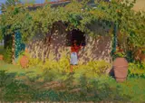 Giorgio Kienerk, Under the grape pergola (Fauglia)