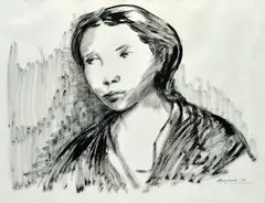 Portrait of girl by Domenico Purificato, 1958, Signature and date lower right., offered May 2022