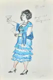 Renato Guttuso, Wife of the Brigadier, Signature lower right. B little object for the realization of the sets and costumes for the representation of