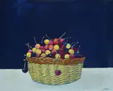 Labral, Cherries in the basket, 2021, Signature lower right. On the reverse: signature