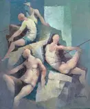 Paolo Frosecchi, Figures, Signature lower right. On the reverse: GG Gallery stamp.