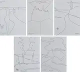 Marcello Landi, Meloria, 1974, Five signed and dated drawings below