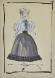 Tom Keogh, Girl in gray dress, Sign at the bottom to the left.