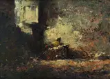 Ferruccio Rontini, The chicken coop, Signature lower right. On the reverse: signature; stamp of the author.