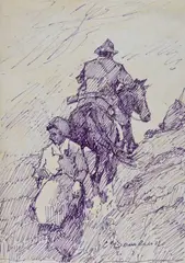 Farmers by Carlo Domenici, 1974, Signature lower right. On the reverse: signature, offered May 2022