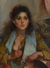 Giacomo Moretti, Portrait of a commoner, Sign at the bottom to the left. On the reverse: Italarte label