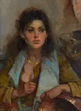 Giacomo Moretti, Portrait of a commoner, Sign at the bottom to the left. On the reverse: Italarte label