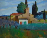 Landscape with parish church by Nino Tirinnanzi, 1976, Signature and date lower right. Authentication of the author on photo. & Nbsp;, offered Apr 2022