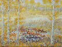 Beech forest by Michele Cascella, Sign at the bottom to the left., offered Apr 2022