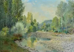 Alfonso Corradi, Landscape, Sign at the bottom to the left.