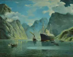 Adelsteen Normann, Marina, Sign at the bottom to the left.