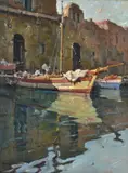 Alfredo Sablautzki, Corner of Procida, Sign at the bottom to the left. On the reverse: signature