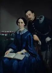 Portrait of an officer and his wife by Antonio Puccinelli, Work archived at the Nuovo Archivio Dei Macchiaioli edited by Dario Durbè, offered Apr 2022