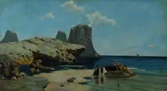 Figures on the beach by Vincenzo Cabianca, Sign at the bottom to the left, offered Apr 2022