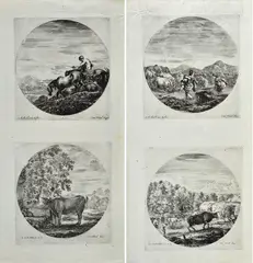 Two etchings with rural and bucolic scenes by Stefano della Bella, A) mm., offered Apr 2022