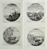 Stefano della Bella, Two etchings with rural and bucolic scenes