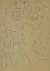 Two figures by Giuseppe Migneco, 1971, Signature and date lower right., offered Mar 2022