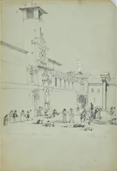 Carlo Canella, Merchants' Square, Signature lower right; title in the lower left.
