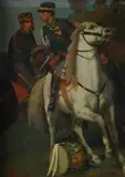 Angelo Trezzini, Soldiers on horseback, Sign at the bottom to the left.