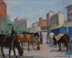 Horses parked by Ugo Vittore Bartolini, 1968, Signature and date lower right. On the reverse: signature, offered Mar 2022