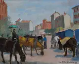 Ugo Vittore Bartolini, Horses parked, 1968, Signature and date lower right. On the reverse: signature