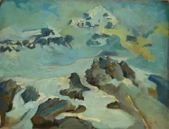 Leonardo Roda, Snow-capped peak, Signature lower right.